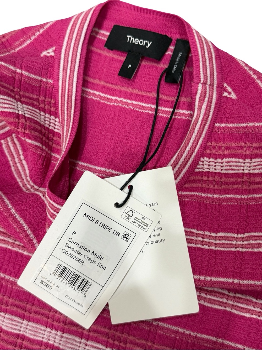 ๐ NWT Theory Carnation Multi Stripe Rib Knit Midi Tank Dress XS Sweater Crepe - Picture 7 of 14